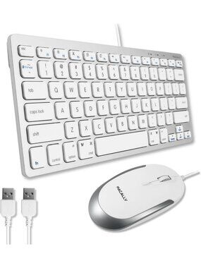 Compact USB Wired Keyboard & Mouse Combo for Mac & PC - Space-Saving Design